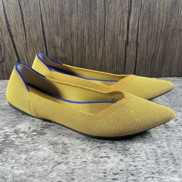 Rothy’s The Point Authentic Ballet Flats Marigold Yellow Knit Flats Size 8.5 EUC - Picture 1 of 9